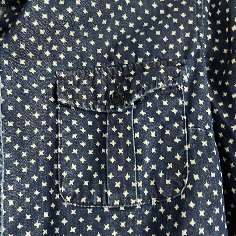 J. Crew The Keeper star print long sleeve button down denim shirt sz 4